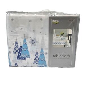 Martha‎ Stewart Everyday Silver Starry Forest Tablecloth Oblong 60" W x 102" L